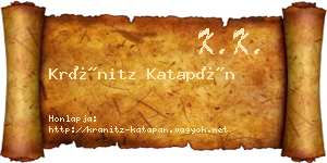 Kránitz Katapán névjegykártya
